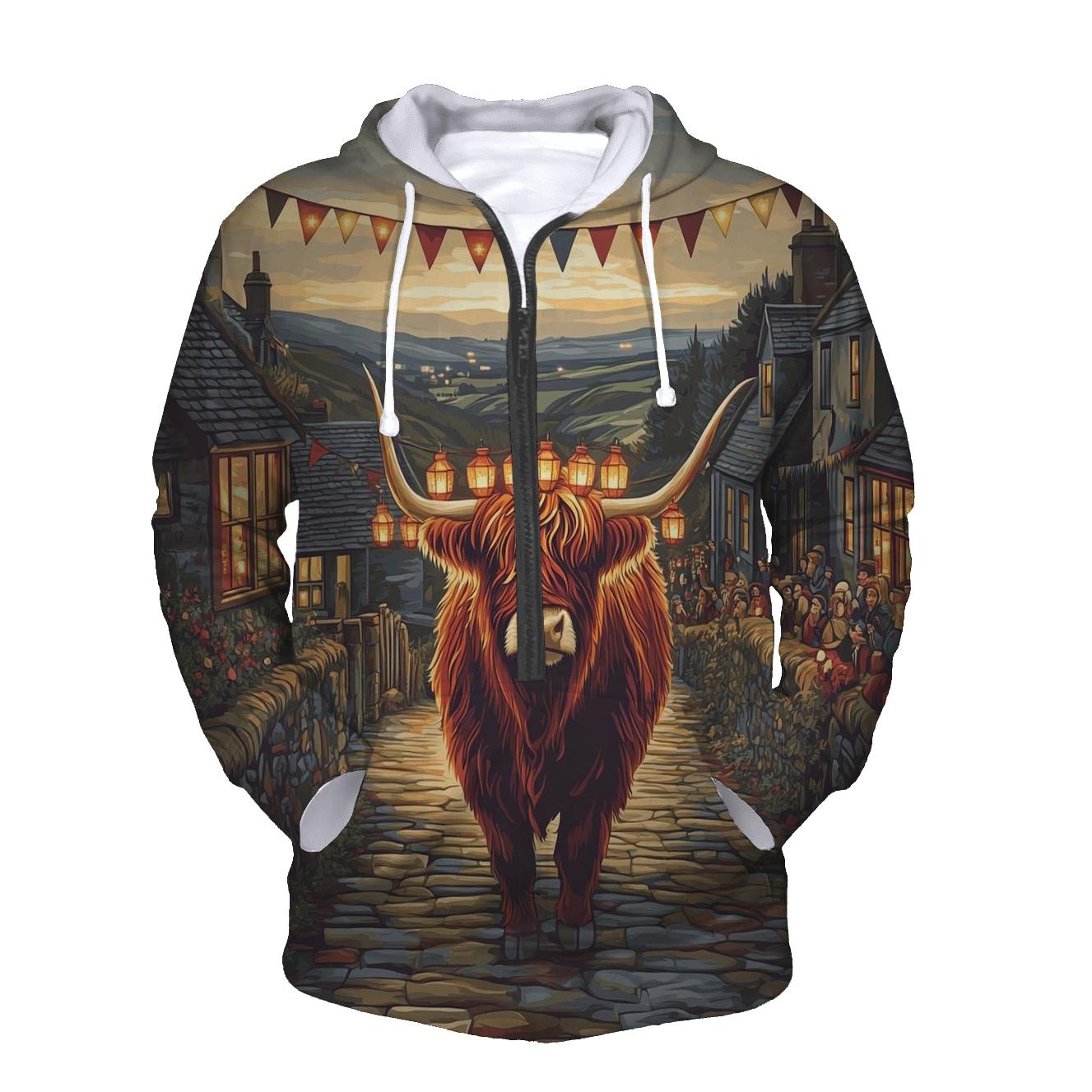 Lantern Festival Highland Cow Parade heavyweight hoodies
