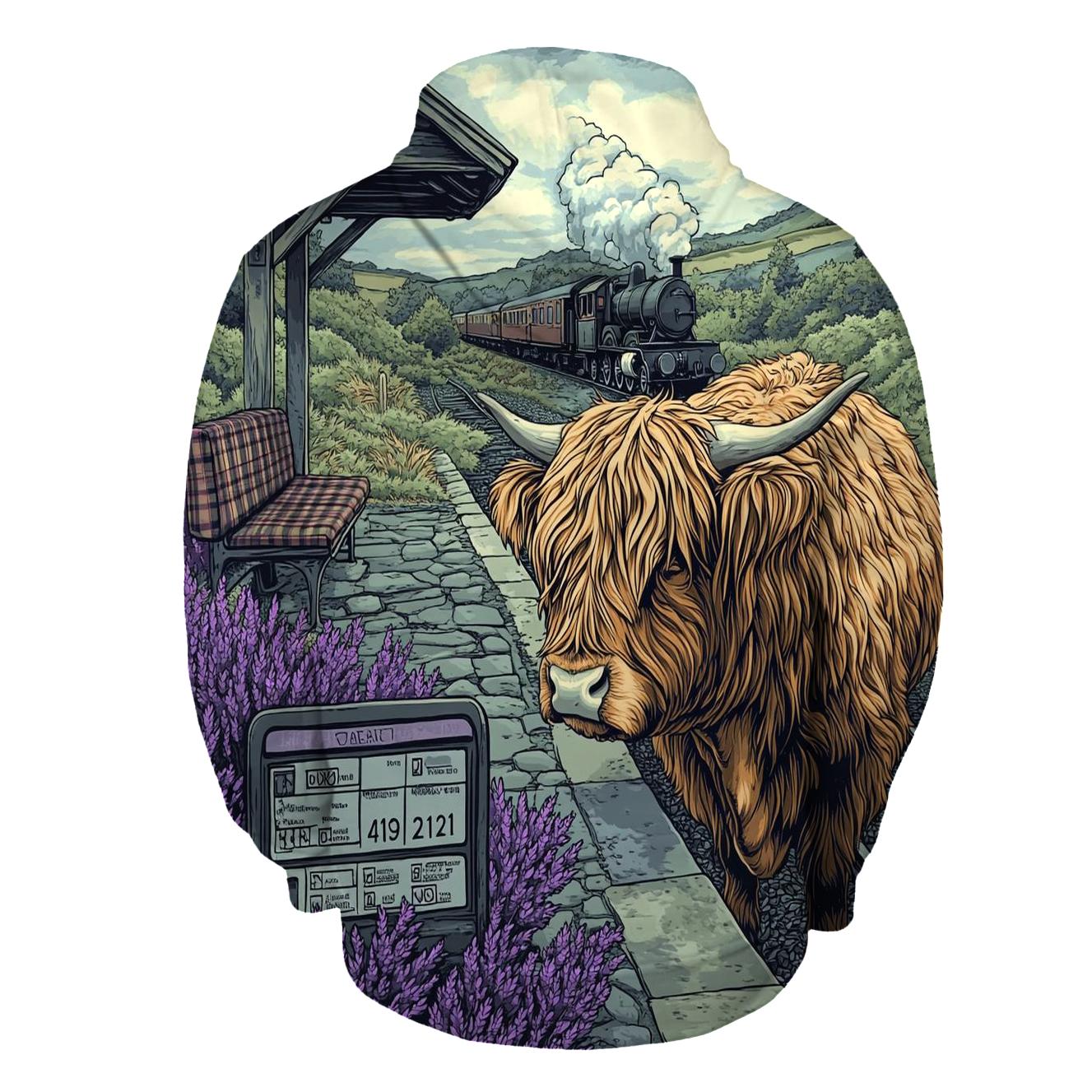 Highland Cow At The Old Railway Halt hoodie styles