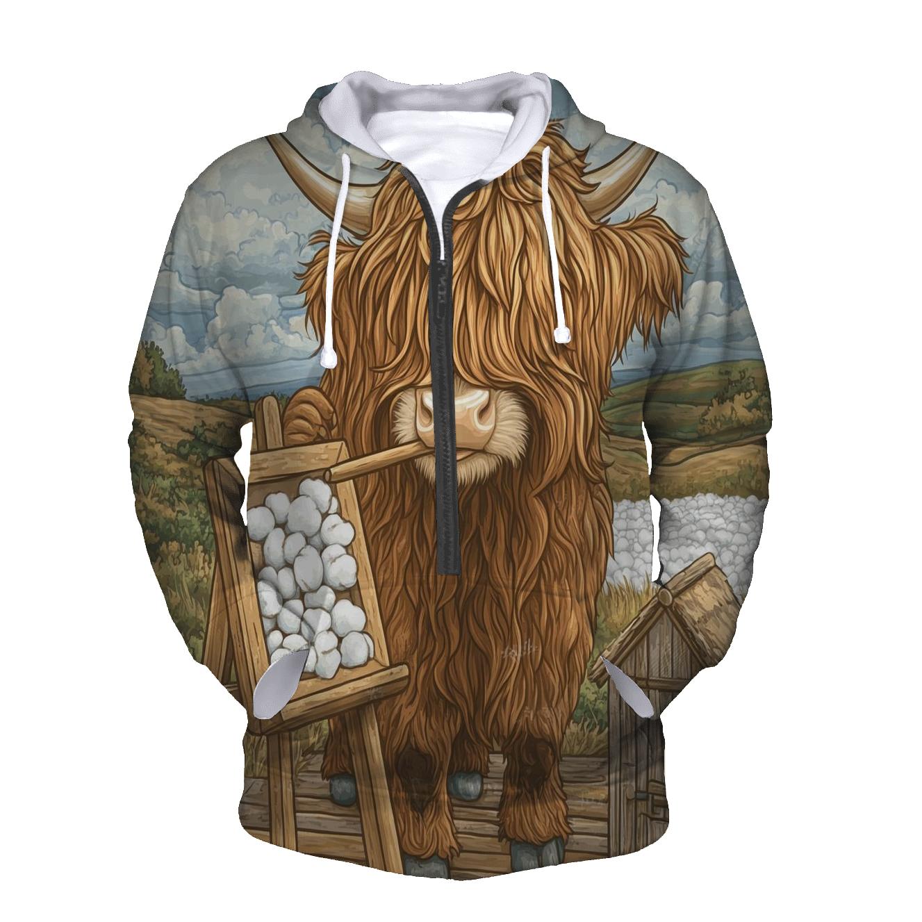 Highland Cow At The Bog Cotton Studio hoodie designs