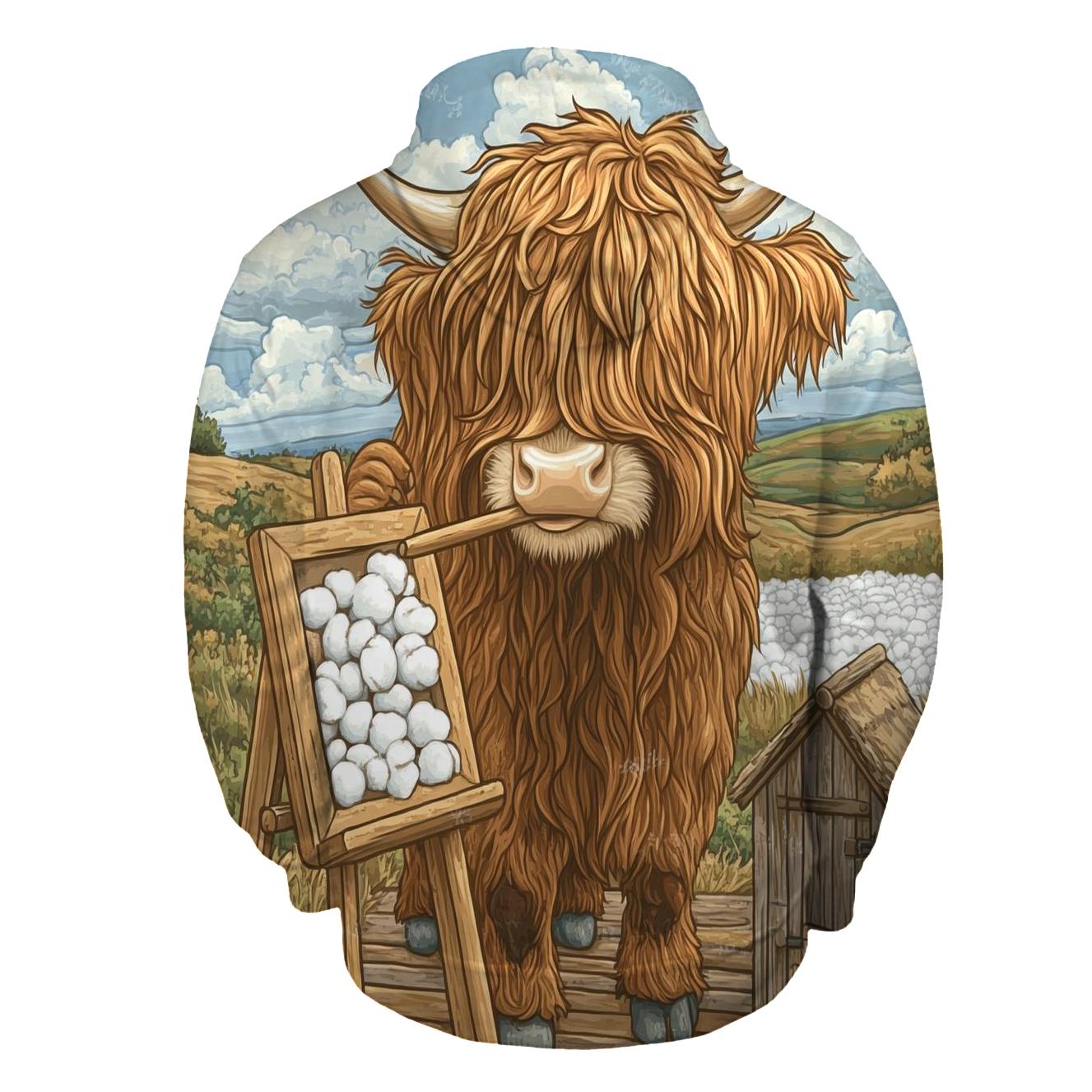 Highland Cow At The Bog Cotton Studio hoodie designs