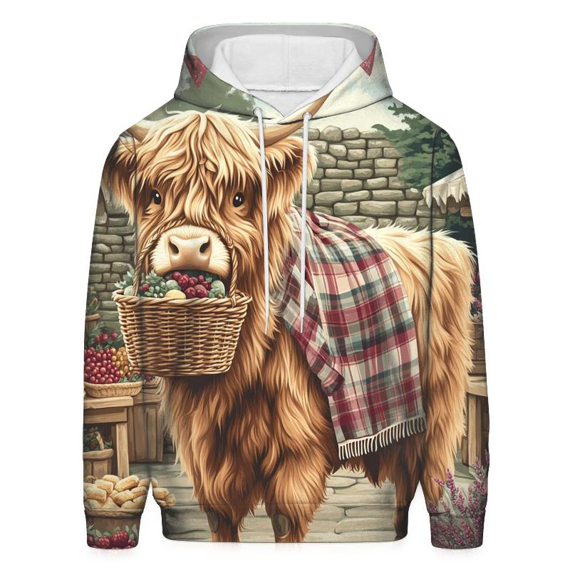 Market Day With Highland Cow Charm printed hoodies