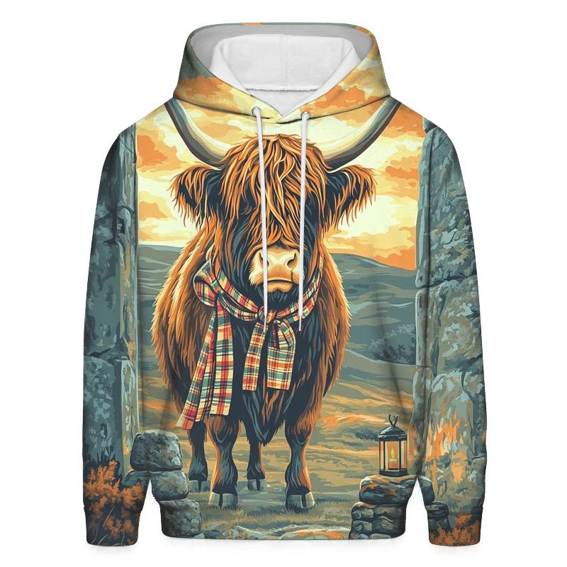 Stone Circle Highland Cow Sentinel zip-up hoodies
