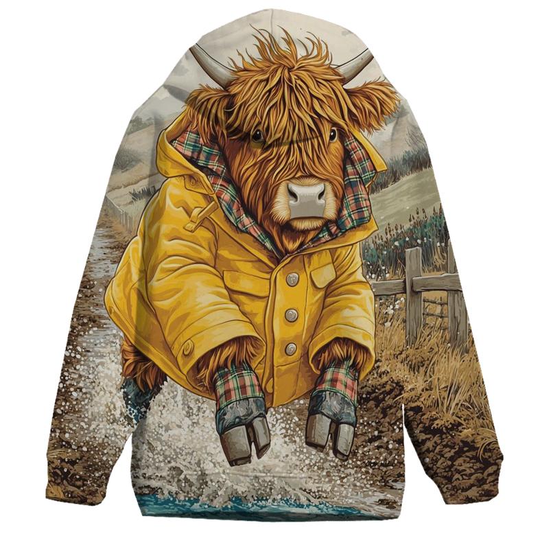 Highland Cow Raincoat And Puddle Jumps printed hoodies