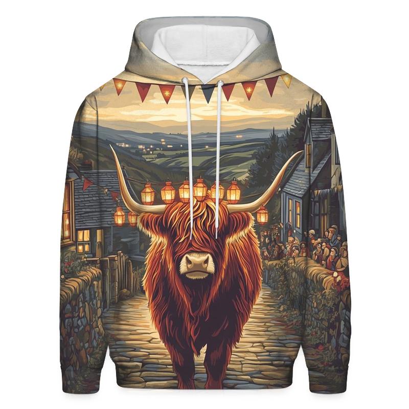 Lantern Festival Highland Cow Parade premium hoodies