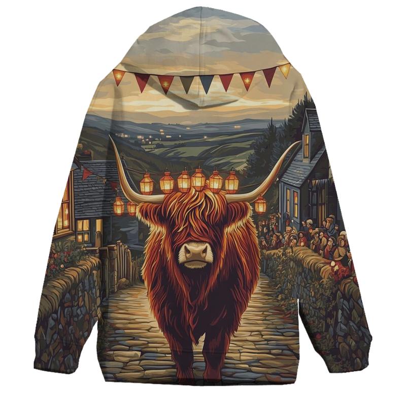 Lantern Festival Highland Cow Parade premium hoodies