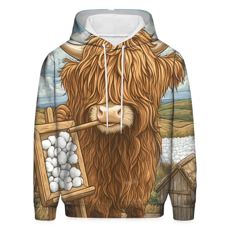 Highland Cow At The Bog Cotton Studio hoodie trends