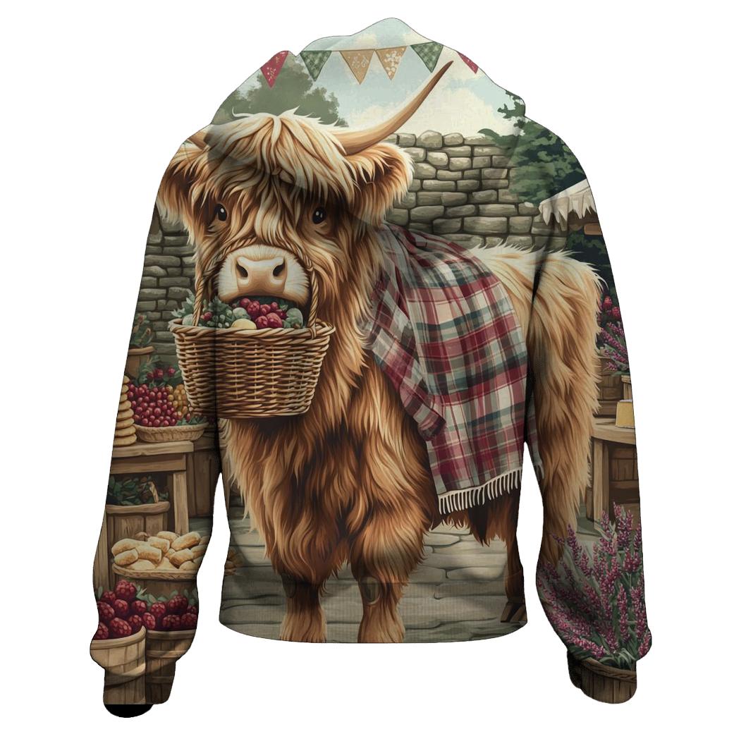 Market Day With Highland Cow Charm premium hoodies