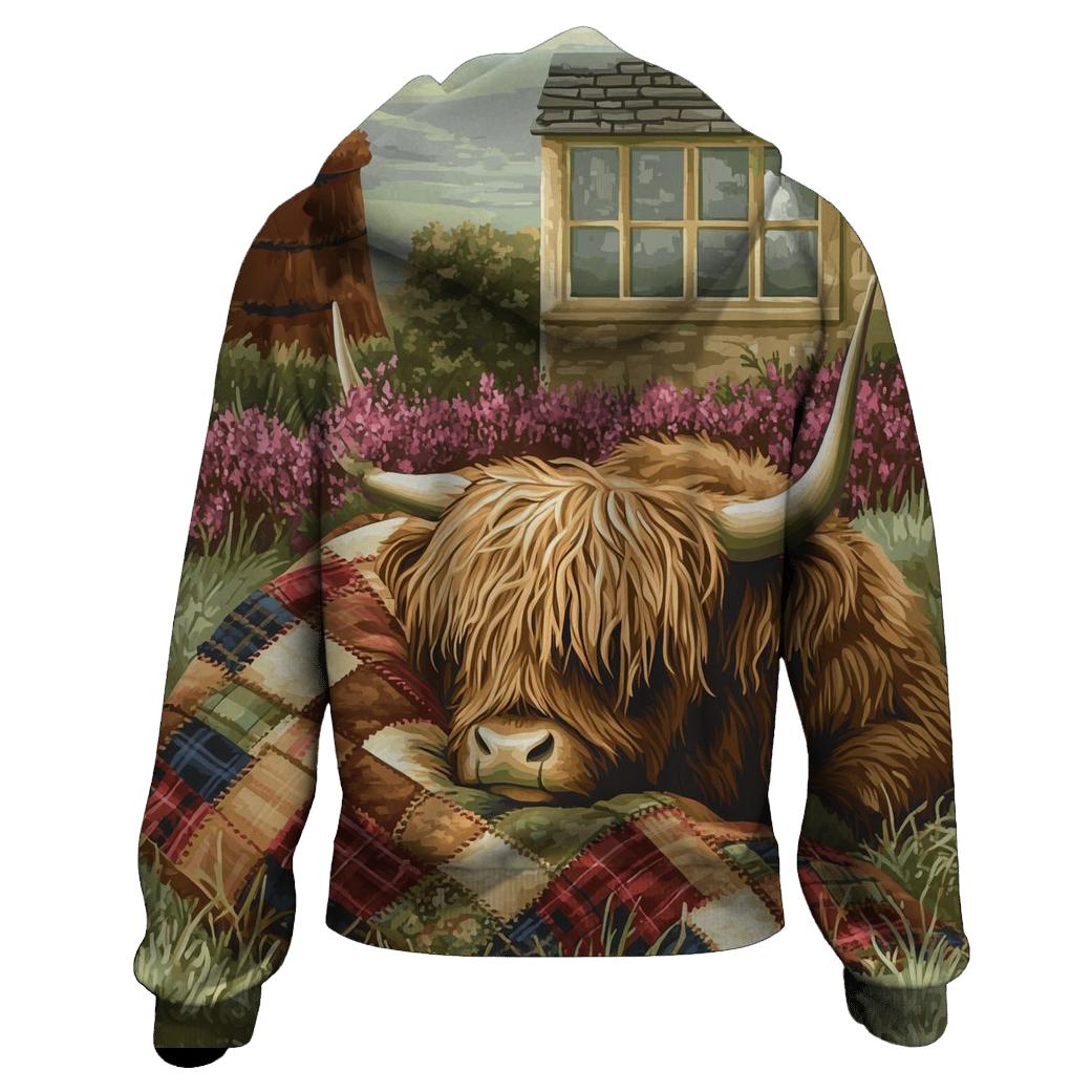 Tartan Quilt Highland Cow Companion lightweight hoodies