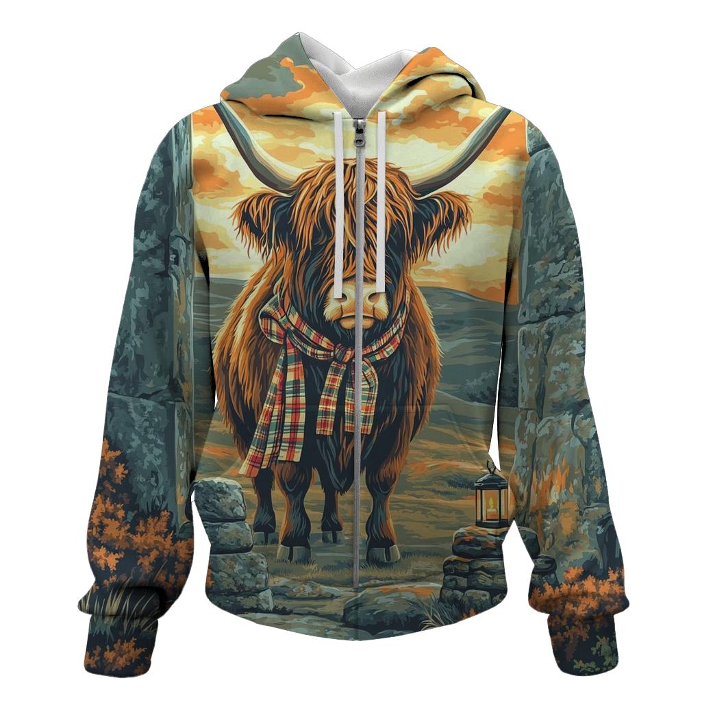 Stone Circle Highland Cow Sentinel hoodie styles