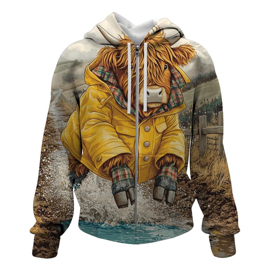 Highland Cow Raincoat And Puddle Jumps heavyweight hoodies