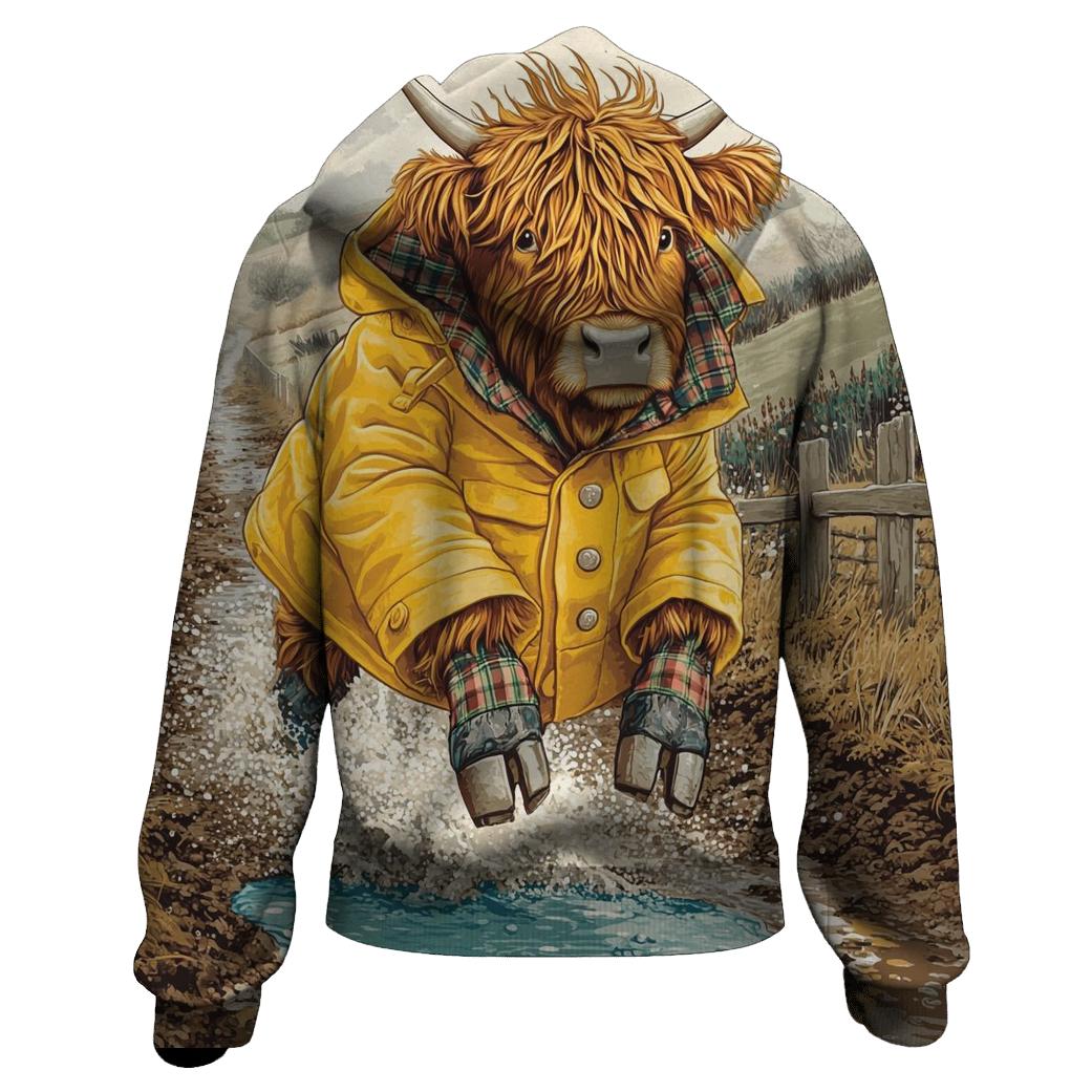 Highland Cow Raincoat And Puddle Jumps heavyweight hoodies