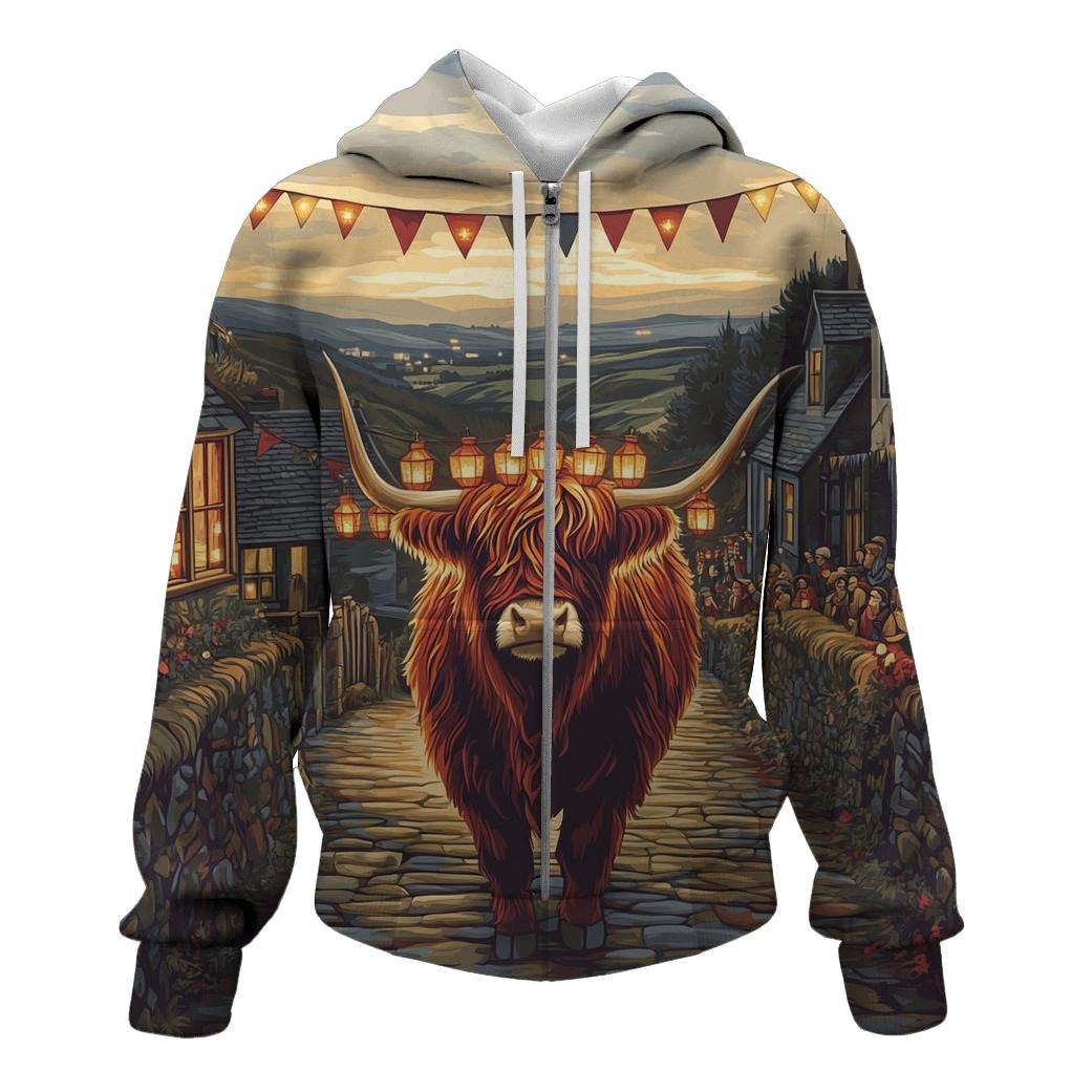 Lantern Festival Highland Cow Parade custom hoodies