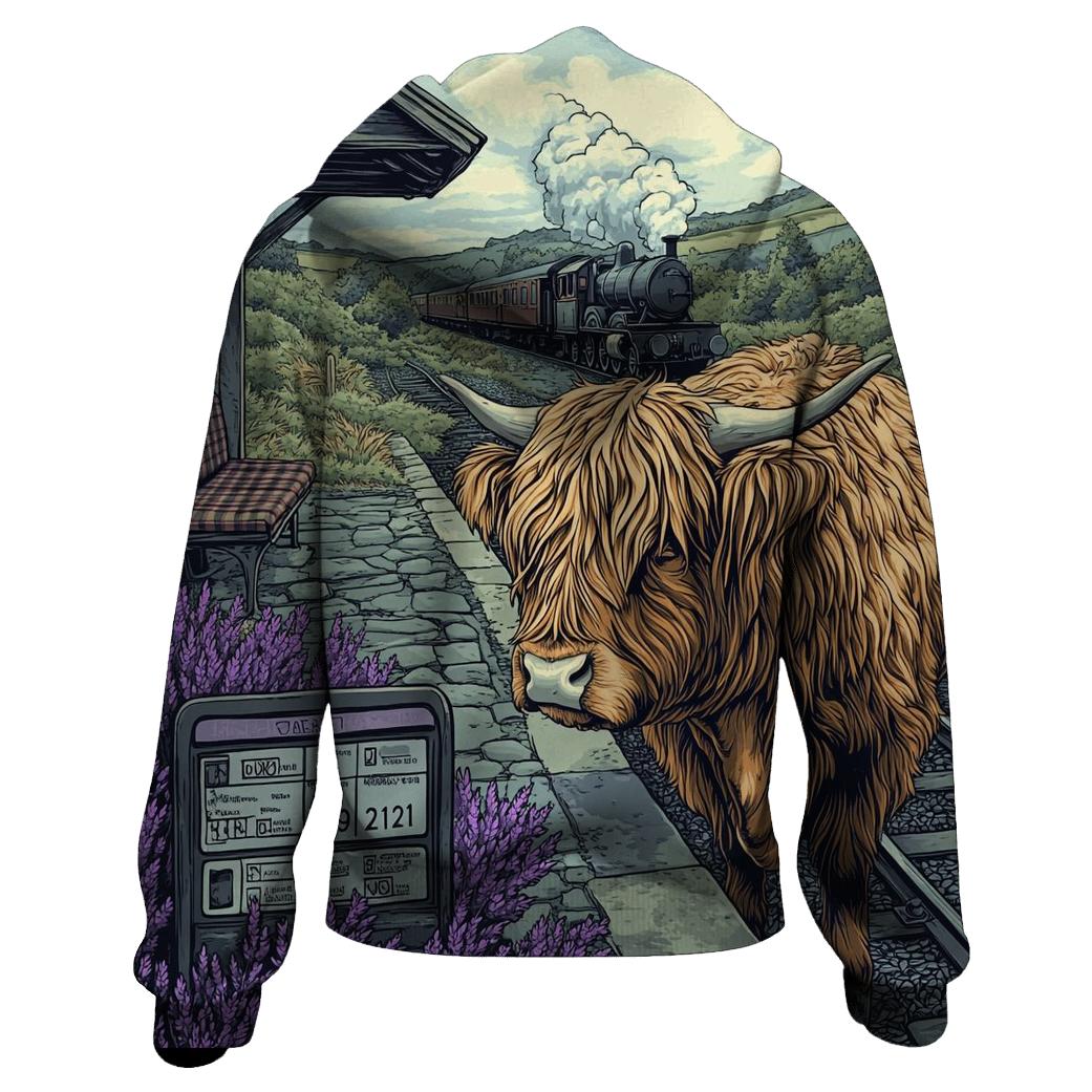 Highland Cow At The Old Railway Halt pullover hoodies