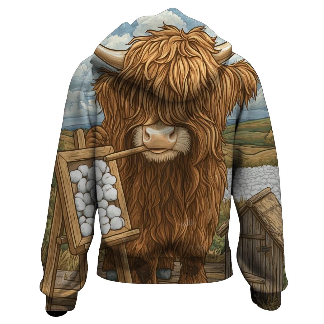 Highland Cow At The Bog Cotton Studio lightweight hoodies
