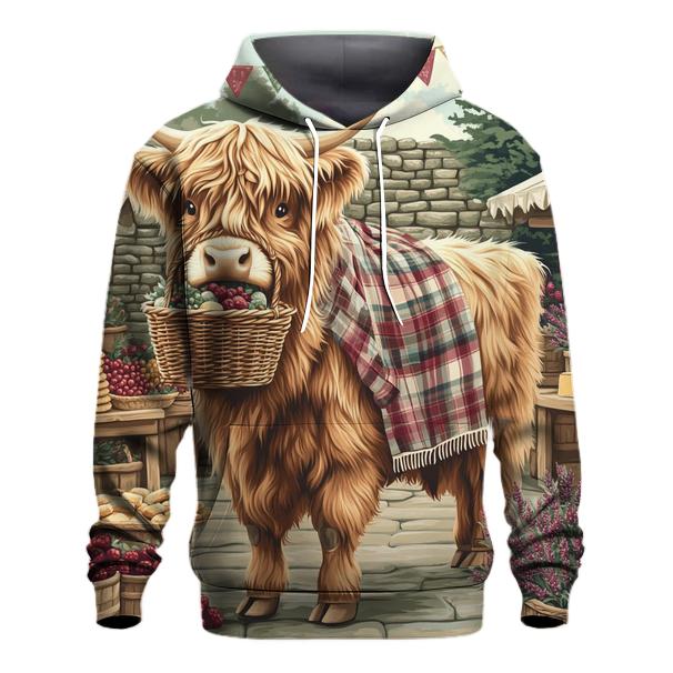 Market Day With Highland Cow Charm heavyweight hoodies