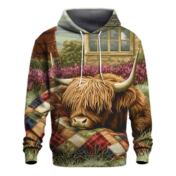 Tartan Quilt Highland Cow Companion heavyweight hoodies