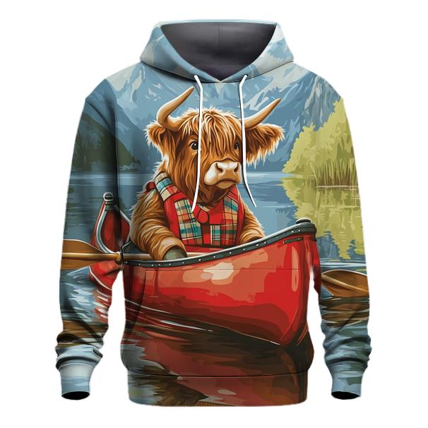 Highland Cow Canoe On The Quiet Loch zip-up hoodies