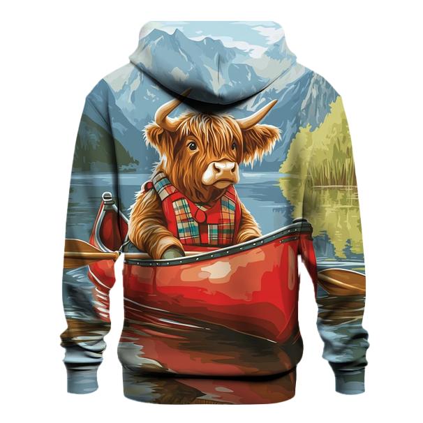 Highland Cow Canoe On The Quiet Loch zip-up hoodies