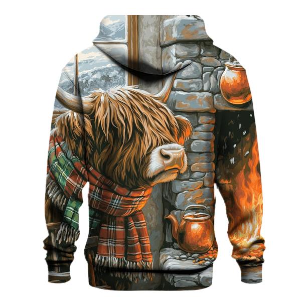 Winter Hearth Highland Cow Portrait hoodie trends