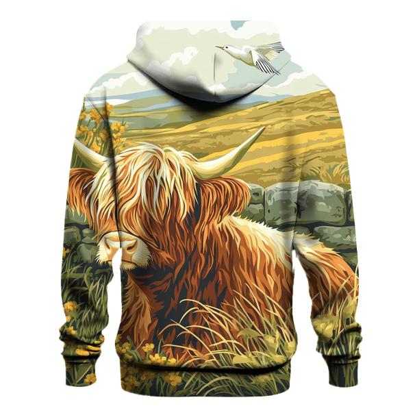Skylark Serenade Highland Cow Scene lightweight hoodies