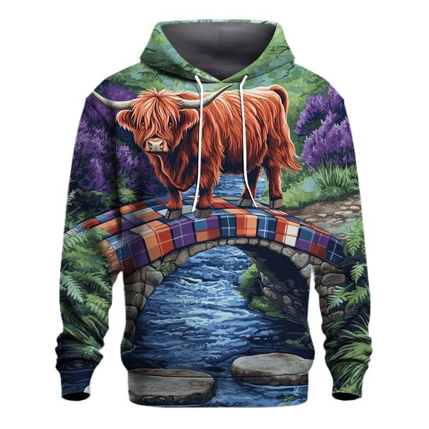 Highland Cow On The Tartan Bridge custom hoodies