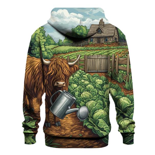 Highland Cow Gardener In The Croft Plot designer hoodies