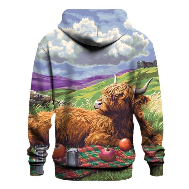 Highland Cow Cloud Watching Picnic hoodies fashion