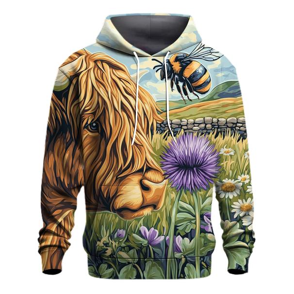 Highland Cow Bee Friend Meadow custom hoodies
