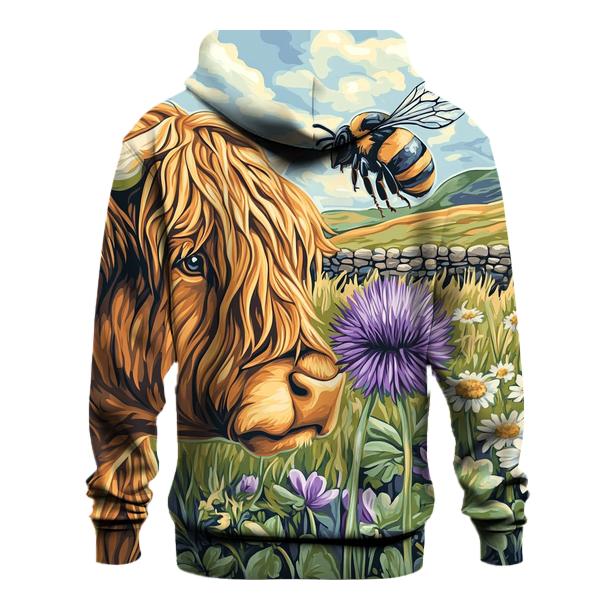 Highland Cow Bee Friend Meadow custom hoodies