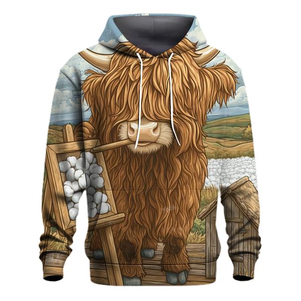 Highland Cow At The Bog Cotton Studio printed hoodies