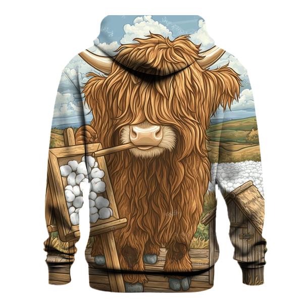 Highland Cow At The Bog Cotton Studio printed hoodies