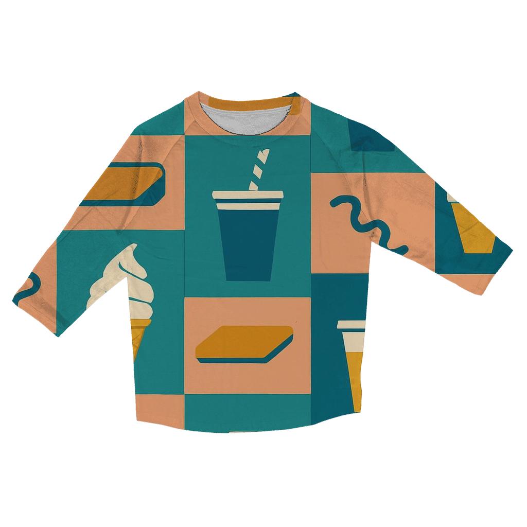 Mall Food Court Neon Pattern custom 3/4 sleeve shirts