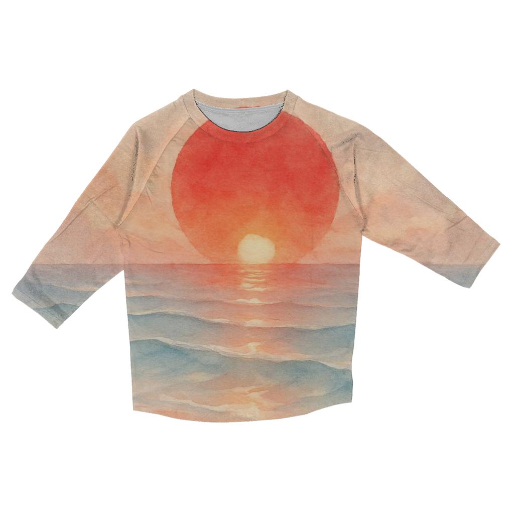 Japan Dawn Watercolor Horizon stylish quarter sleeve tops