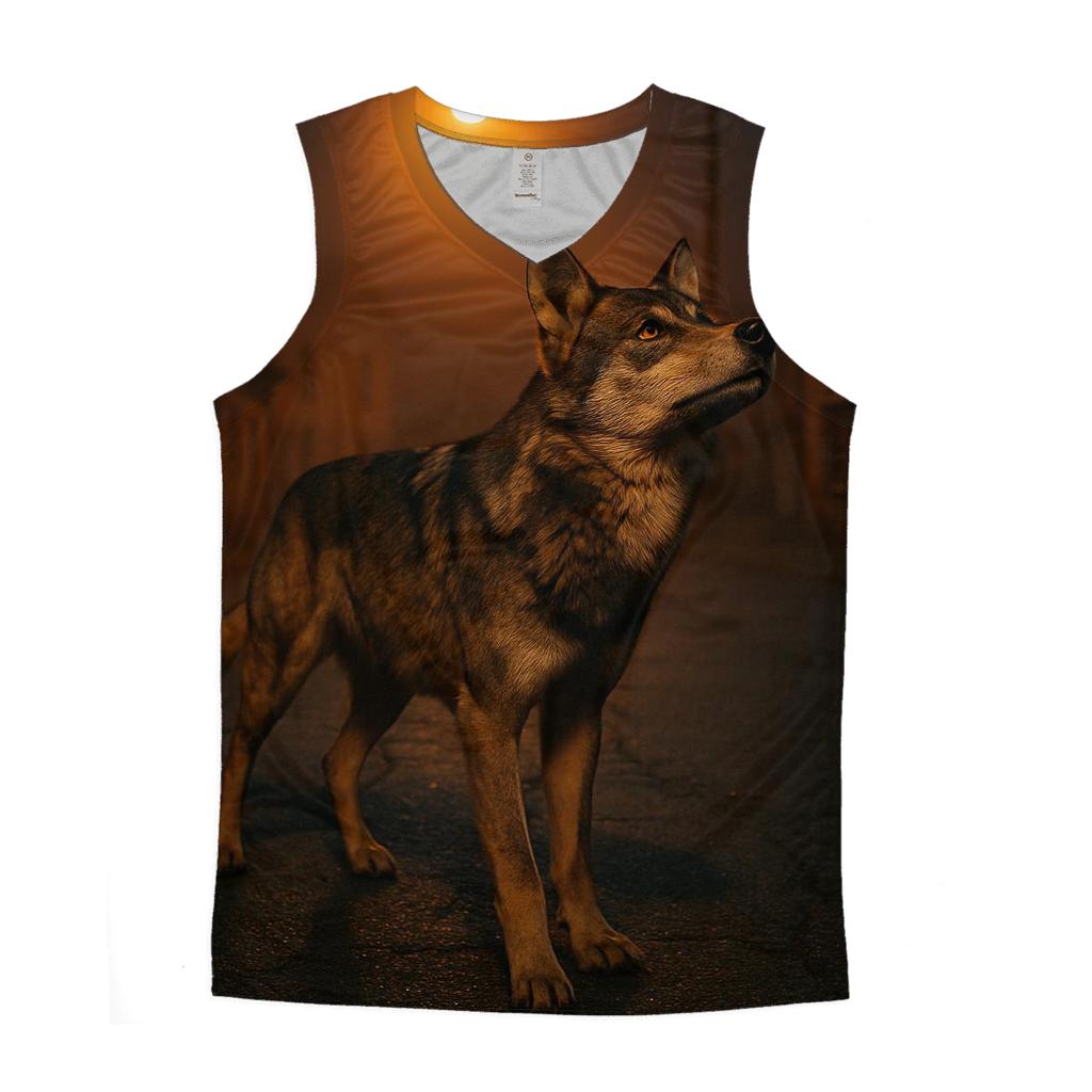 Iberian Wolf Under Sodium Streetlights stylish racerback tanks