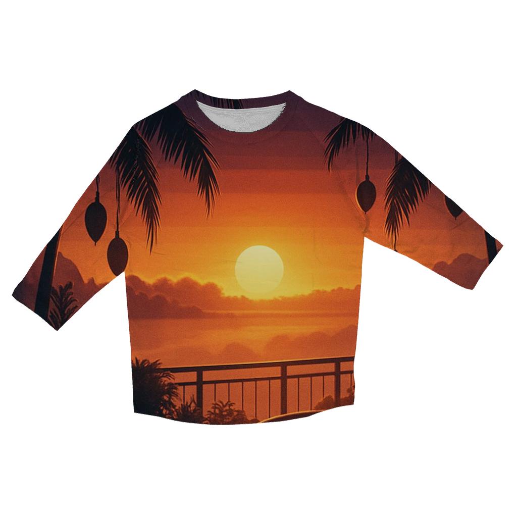 Sundown Over The Cloud Garden casual three quarter sleeve shirts