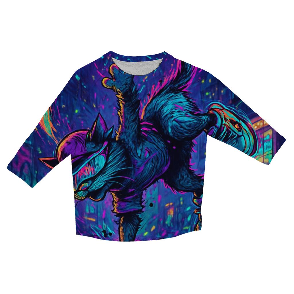 Neon Alley Breakdance Cat Spiral fashion 3/4 sleeve shirts