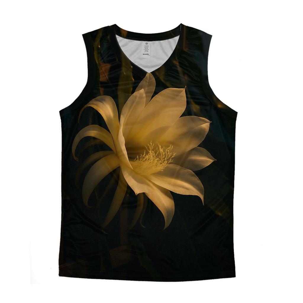 Night Blooming Cereus Opening In A Quiet Glasshouse cotton sleeveless tops