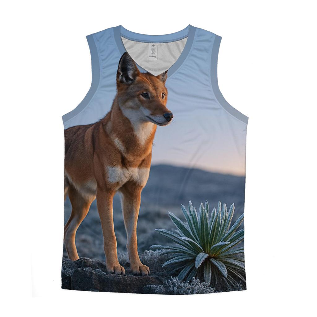 Ethiopian Wolf Among Frosted Giant Lobelias trendy fitted tank tops