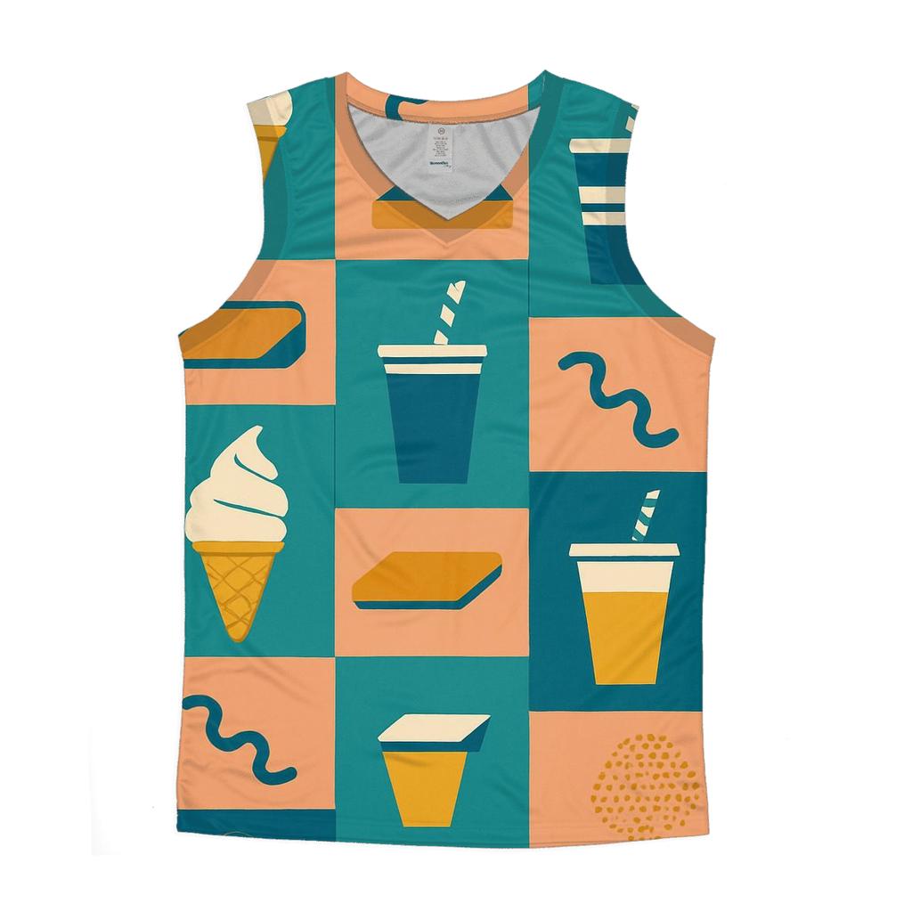 Mall Food Court Neon Pattern cotton sleeveless tops