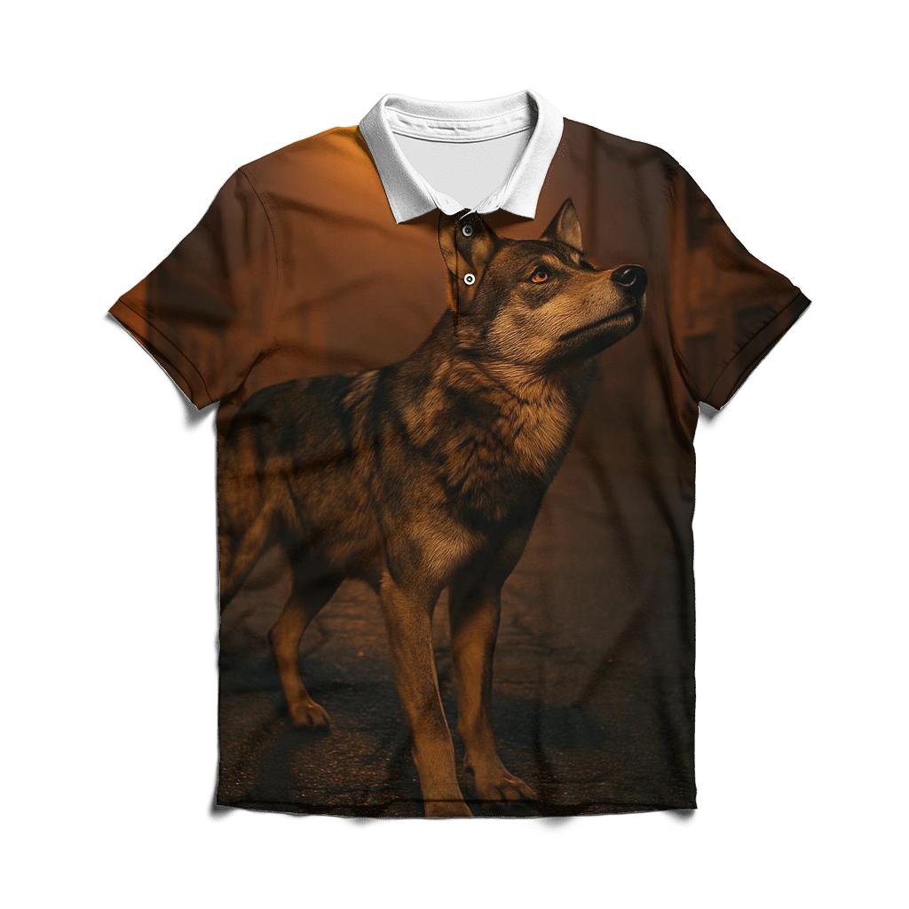Iberian Wolf Under Sodium Streetlights designer slim fit polos