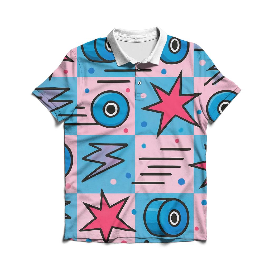 Roller Rink Starburst Tiles premium cotton polo shirts