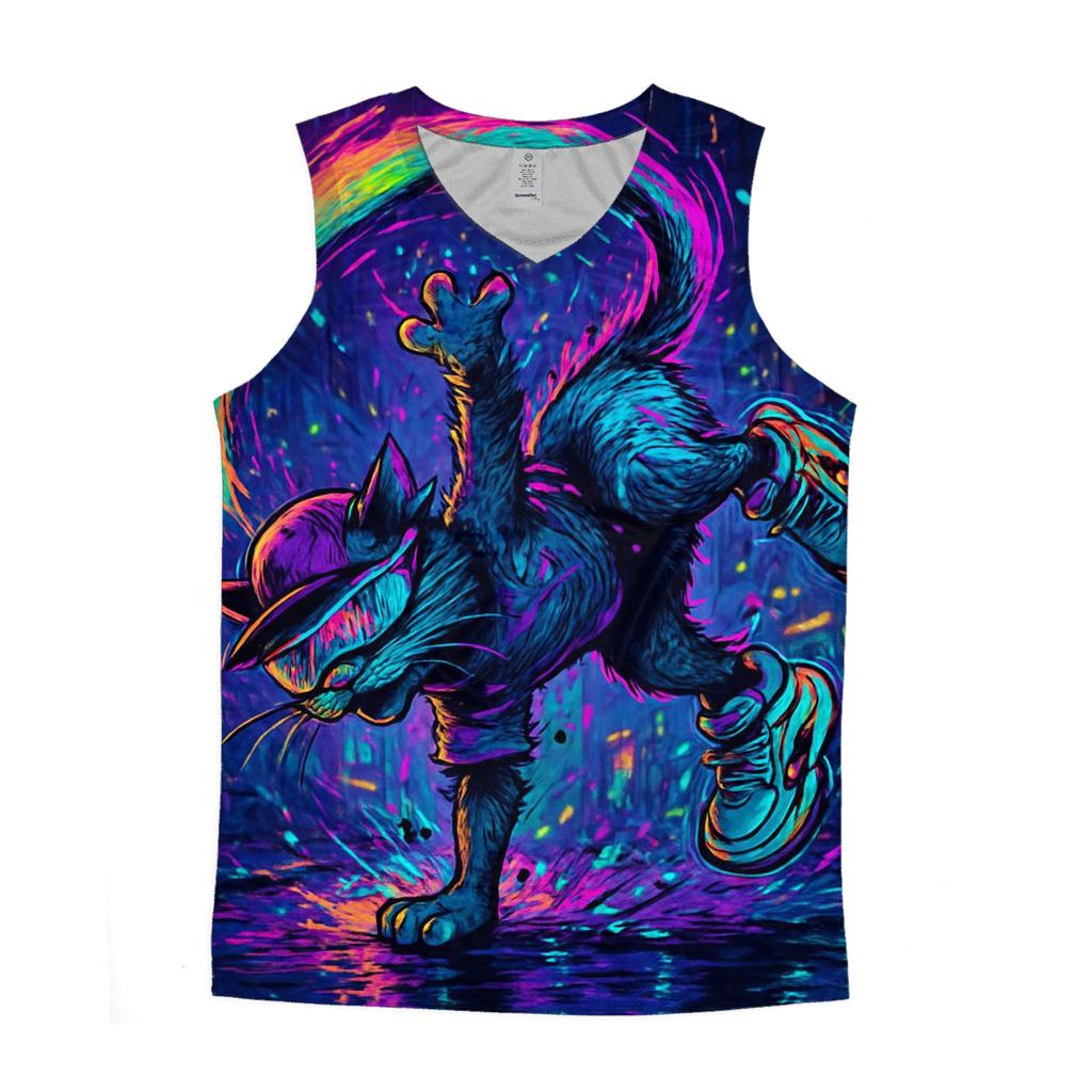 Neon Alley Breakdance Cat Spiral cotton sleeveless tops