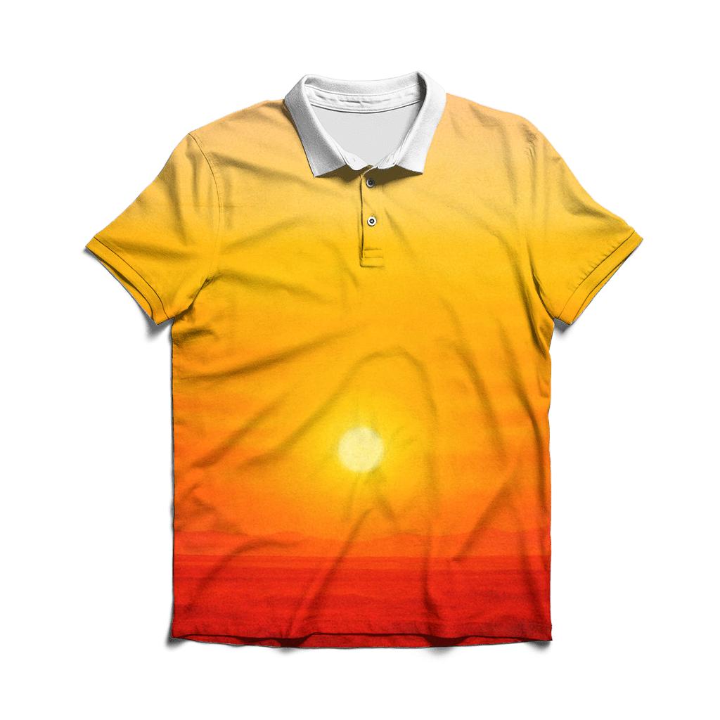 Molten Citrus Horizon embroidered polo tops