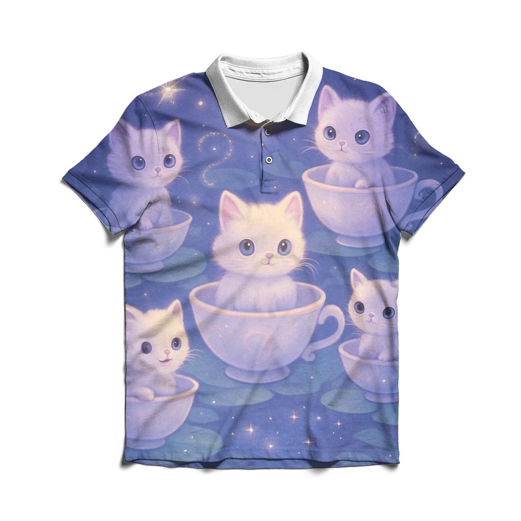 Moonlit Teacup Kitten Carousel stylish collar polo tees