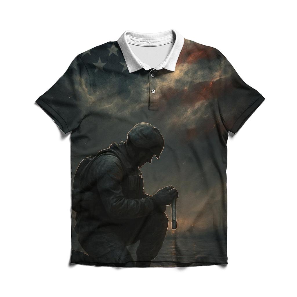 Harbor Vigil Under The Flag Sky branded logo polo shirts