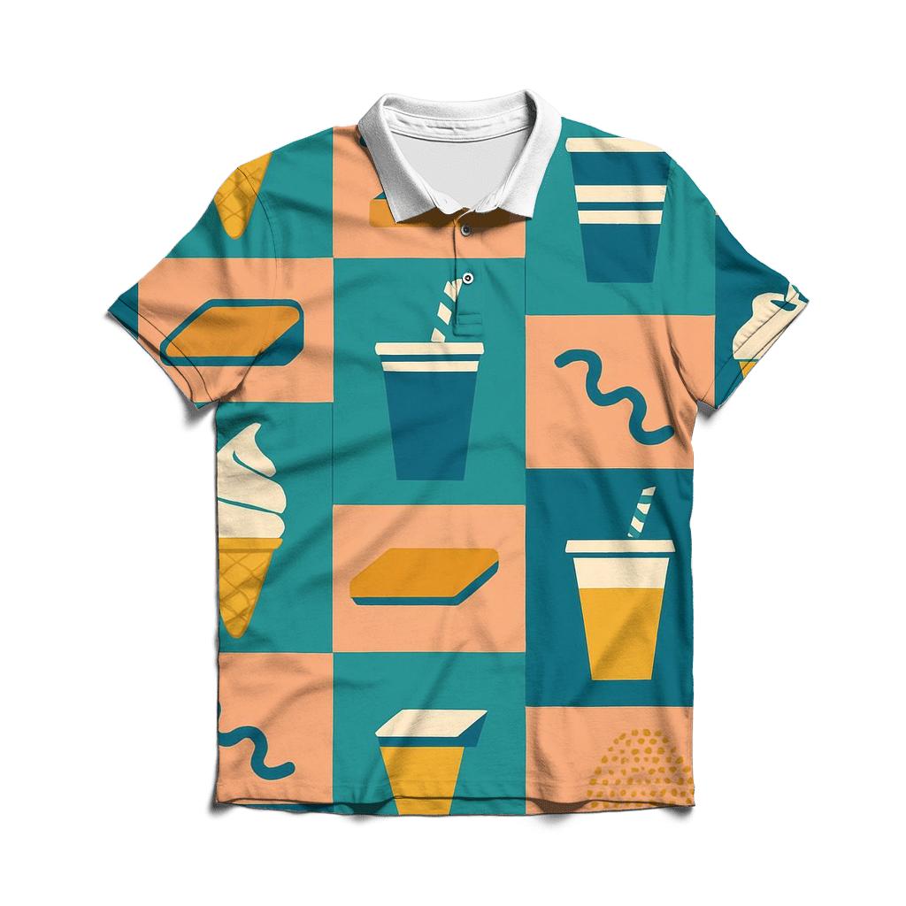Mall Food Court Neon Pattern casual sports polo shirts