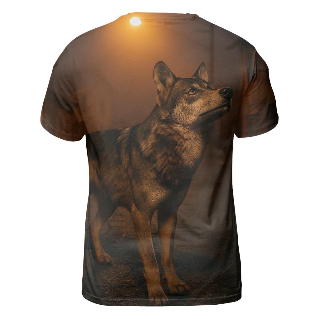 Iberian Wolf Under Sodium Streetlights creative print fashion shirts