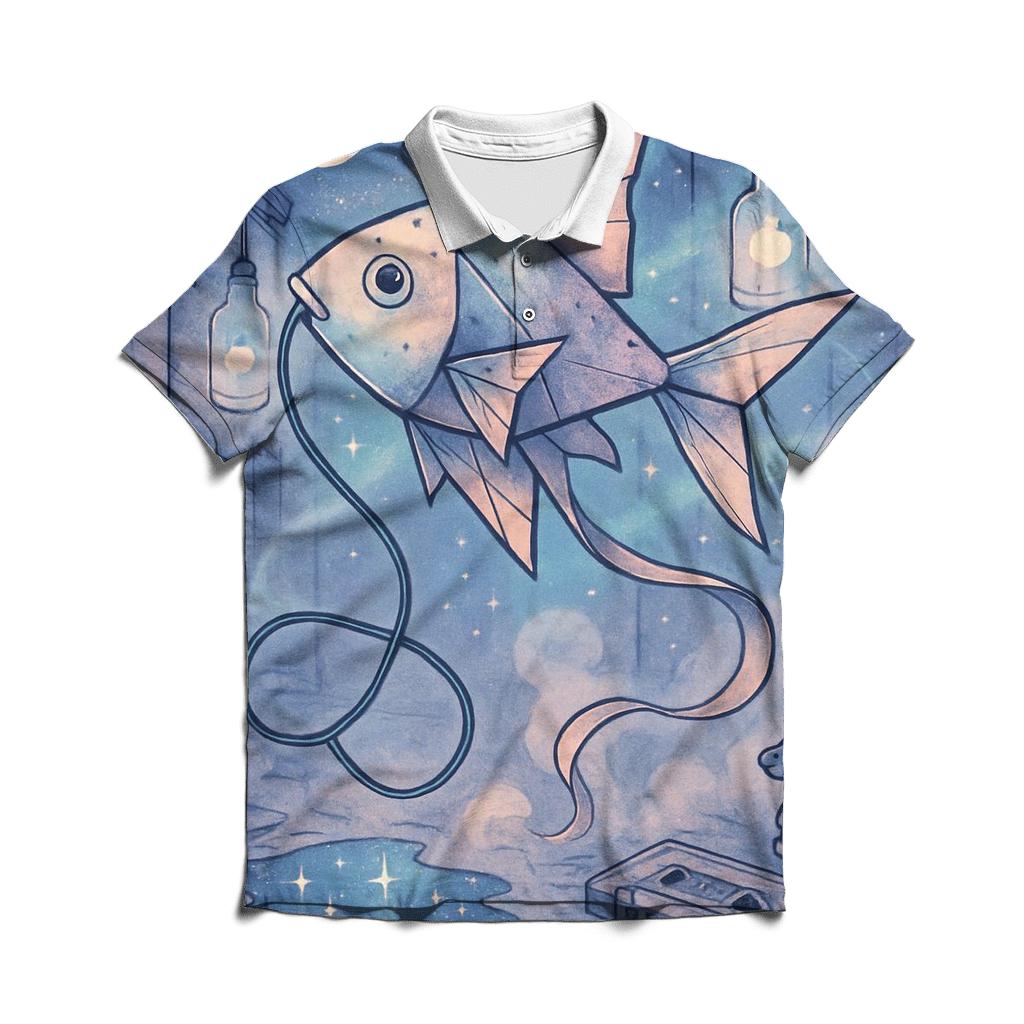 Kite Fish Of The Moonlit Back Alley embroidered polo tops