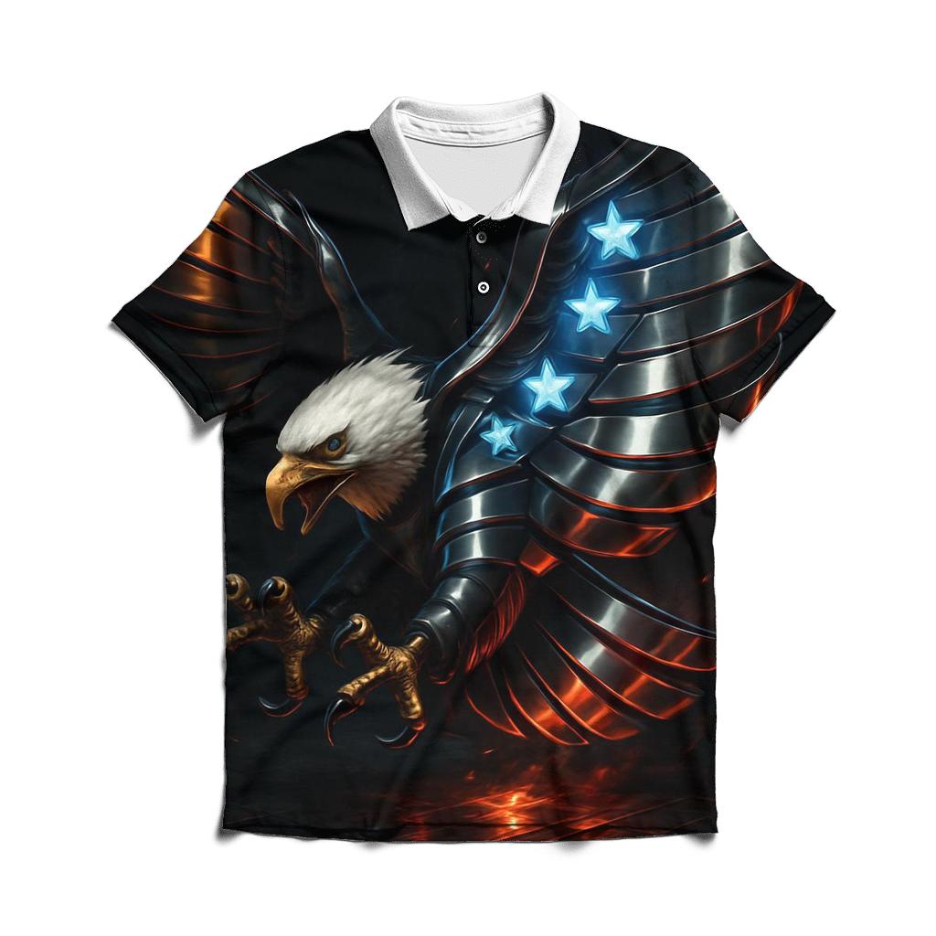 Neon Foundry Eagle With Chromed Flag Wings personalized polo shirts