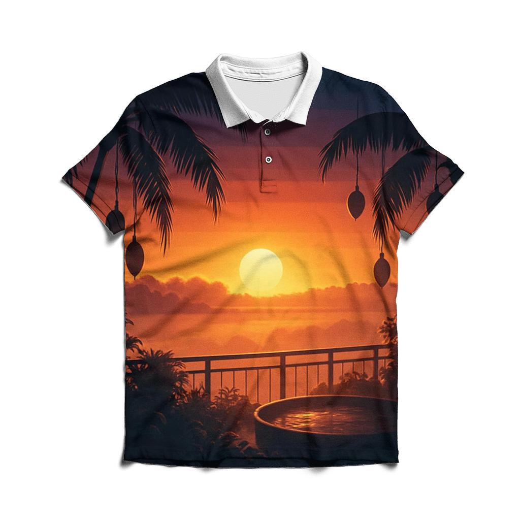 Sundown Over The Cloud Garden embroidered polo tops